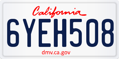 CA license plate 6YEH508