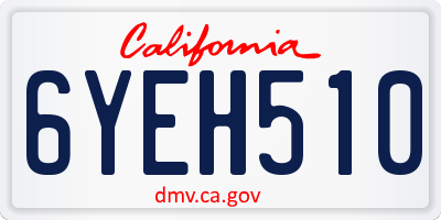 CA license plate 6YEH510