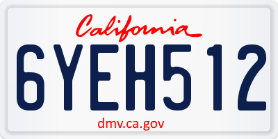 CA license plate 6YEH512