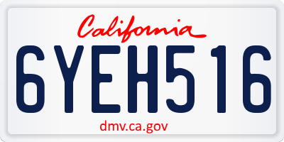 CA license plate 6YEH516