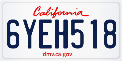 CA license plate 6YEH518