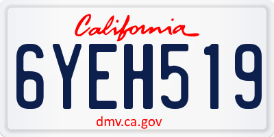 CA license plate 6YEH519