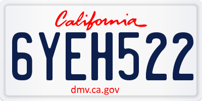 CA license plate 6YEH522