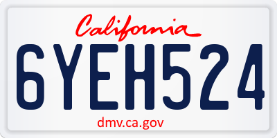 CA license plate 6YEH524