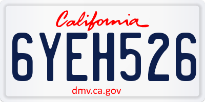 CA license plate 6YEH526