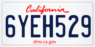 CA license plate 6YEH529
