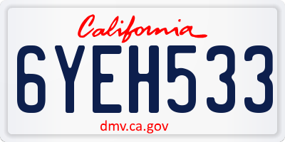 CA license plate 6YEH533
