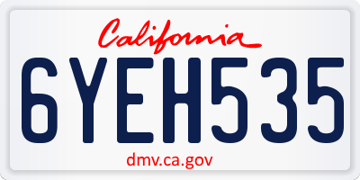 CA license plate 6YEH535
