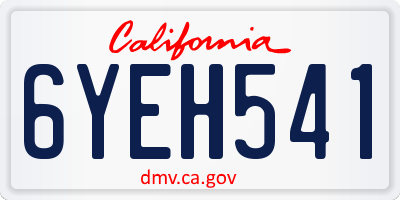 CA license plate 6YEH541
