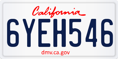 CA license plate 6YEH546