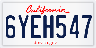 CA license plate 6YEH547