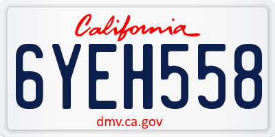CA license plate 6YEH558
