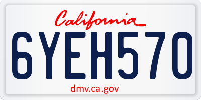 CA license plate 6YEH570