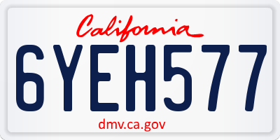 CA license plate 6YEH577