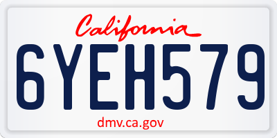 CA license plate 6YEH579