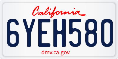 CA license plate 6YEH580