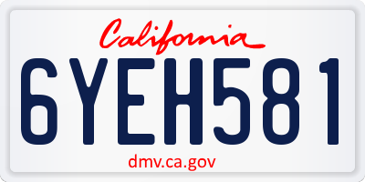 CA license plate 6YEH581