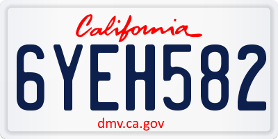 CA license plate 6YEH582