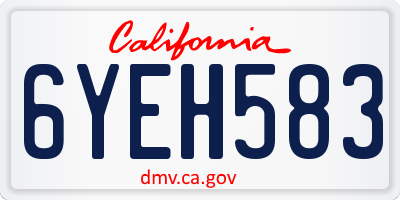 CA license plate 6YEH583