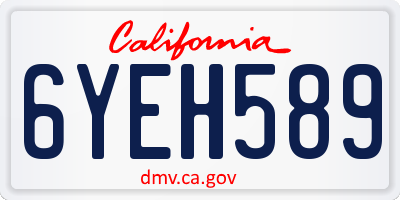 CA license plate 6YEH589