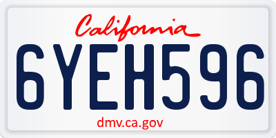 CA license plate 6YEH596