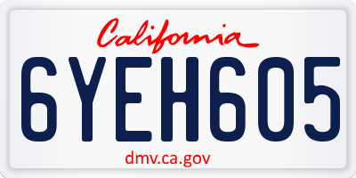 CA license plate 6YEH605