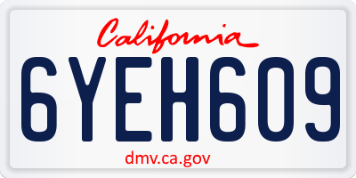 CA license plate 6YEH609