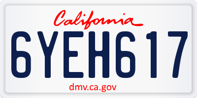 CA license plate 6YEH617