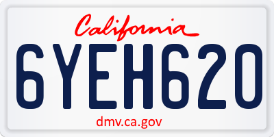 CA license plate 6YEH620