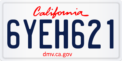 CA license plate 6YEH621