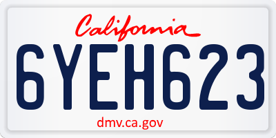 CA license plate 6YEH623