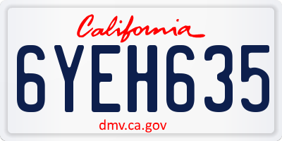 CA license plate 6YEH635
