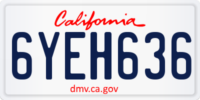 CA license plate 6YEH636