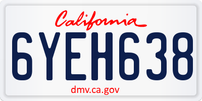CA license plate 6YEH638