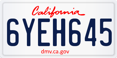 CA license plate 6YEH645