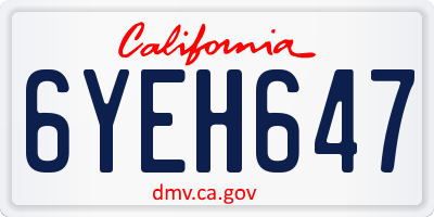 CA license plate 6YEH647