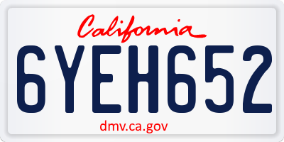 CA license plate 6YEH652
