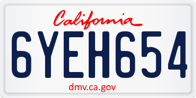 CA license plate 6YEH654