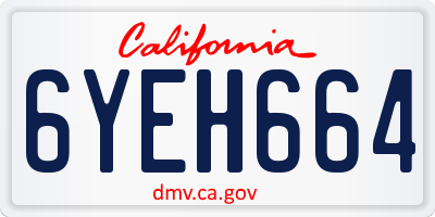 CA license plate 6YEH664