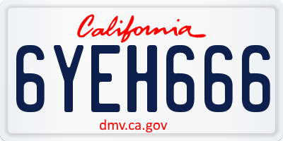 CA license plate 6YEH666