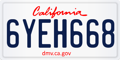 CA license plate 6YEH668