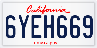 CA license plate 6YEH669