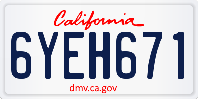 CA license plate 6YEH671