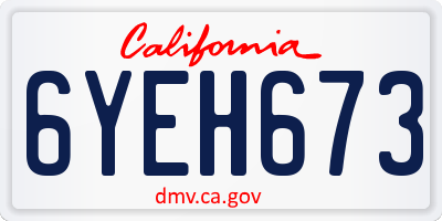 CA license plate 6YEH673