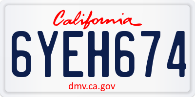 CA license plate 6YEH674