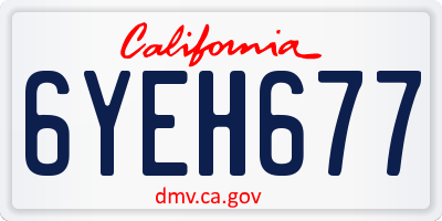 CA license plate 6YEH677