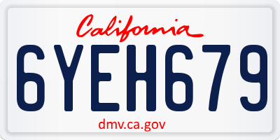 CA license plate 6YEH679