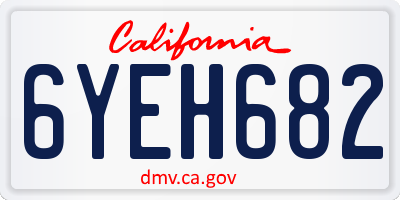 CA license plate 6YEH682