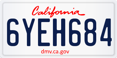 CA license plate 6YEH684