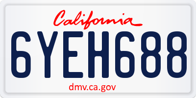 CA license plate 6YEH688